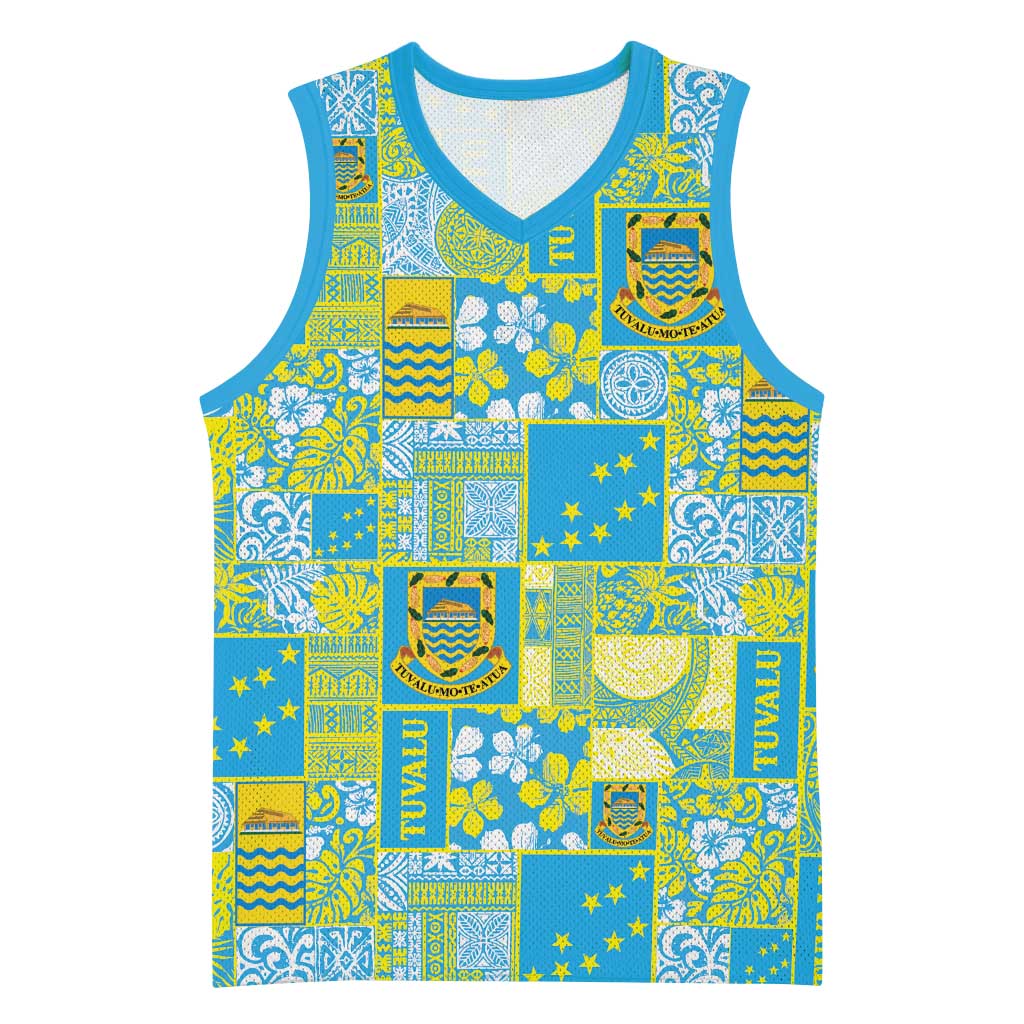 Tuvalu Manuia te Kilisimasi Basketball Jersey Pacific Patchwork Xmas Vibes - Polynesian Pride