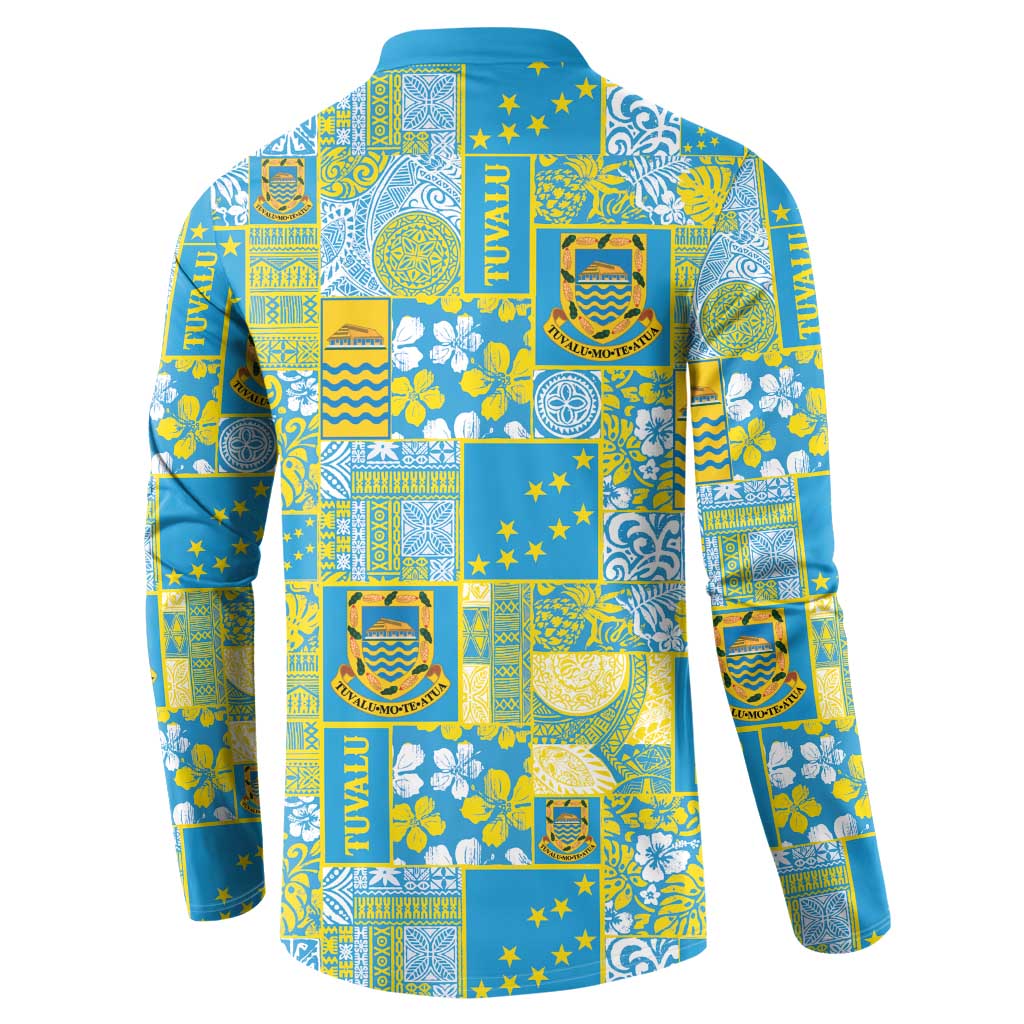 Tuvalu Manuia te Kilisimasi Button Sweatshirt Pacific Patchwork Xmas Vibes - Polynesian Pride