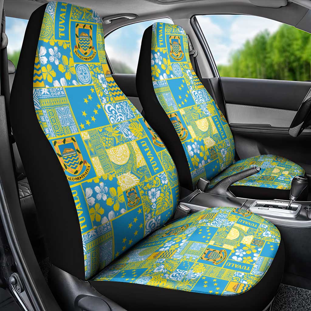 Tuvalu Manuia te Kilisimasi Car Seat Cover Pacific Patchwork Xmas Vibes - Polynesian Pride