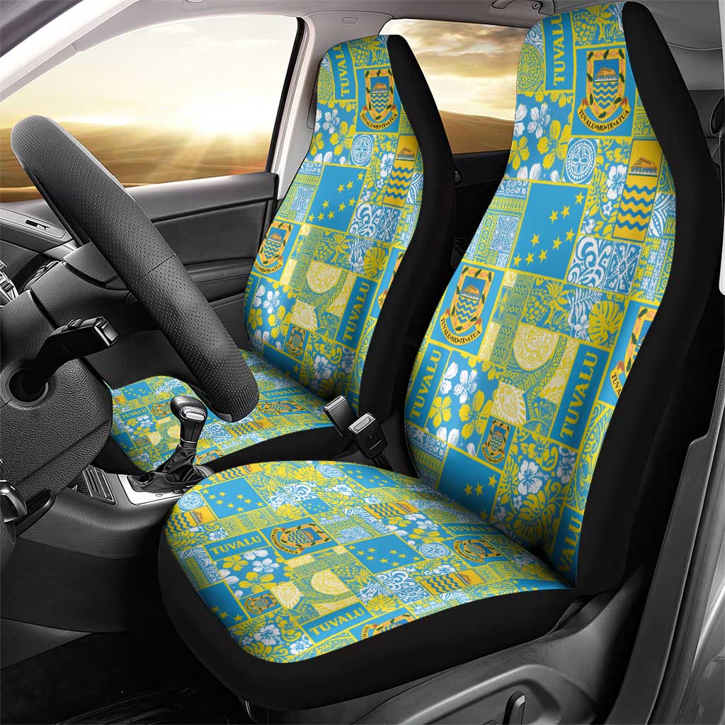 Tuvalu Manuia te Kilisimasi Car Seat Cover Pacific Patchwork Xmas Vibes - Polynesian Pride