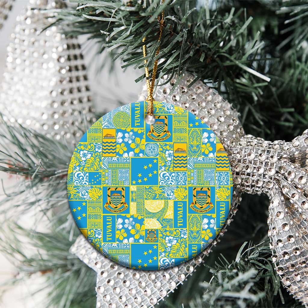 Tuvalu Manuia te Kilisimasi Ceramic Ornament Pacific Patchwork Xmas Vibes - Polynesian Pride