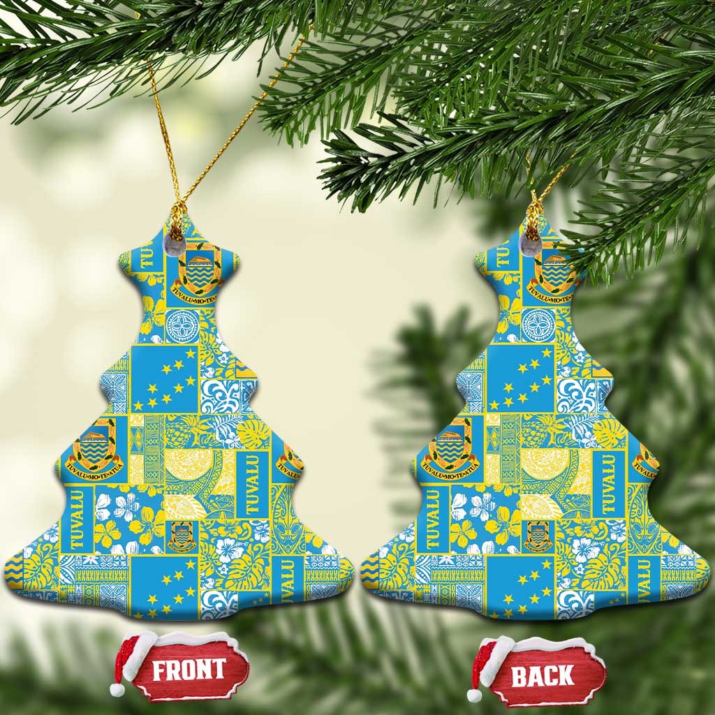 Tuvalu Manuia te Kilisimasi Ceramic Ornament Pacific Patchwork Xmas Vibes - Polynesian Pride