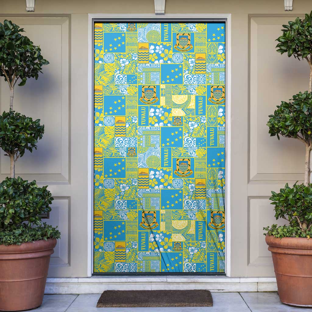 Tuvalu Manuia te Kilisimasi Door Cover Pacific Patchwork Xmas Vibes - Polynesian Pride