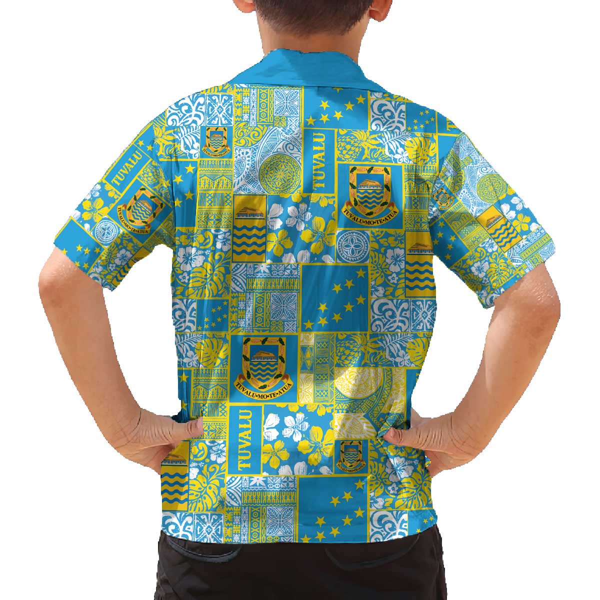 Tuvalu Manuia te Kilisimasi Family Matching Off The Shoulder Long Sleeve Dress and Hawaiian Shirt Pacific Patchwork Xmas Vibes - Polynesian Pride