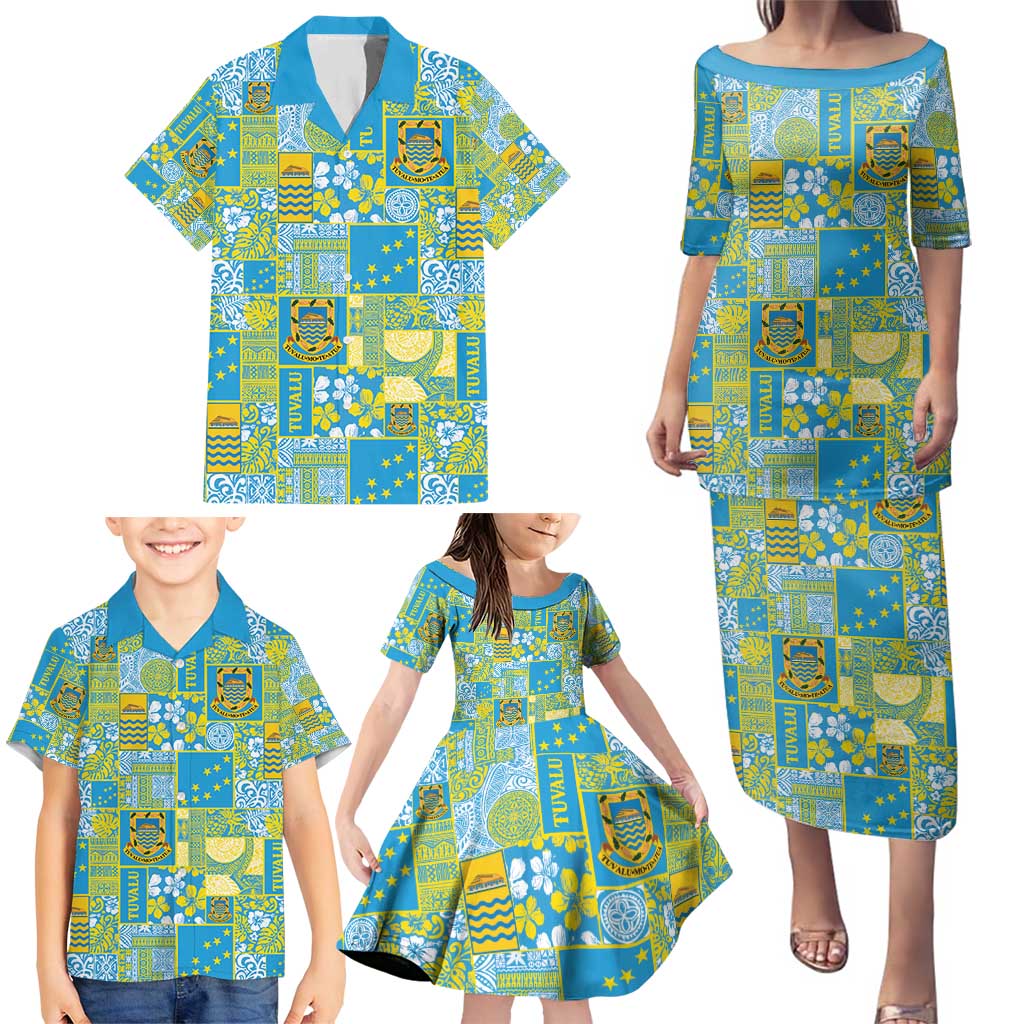 Tuvalu Manuia te Kilisimasi Family Matching Puletasi and Hawaiian Shirt Pacific Patchwork Xmas Vibes - Polynesian Pride