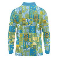 Tuvalu Manuia te Kilisimasi Long Sleeve Polo Shirt Pacific Patchwork Xmas Vibes - Polynesian Pride