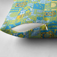 Tuvalu Manuia te Kilisimasi Pillow Cover Pacific Patchwork Xmas Vibes - Polynesian Pride
