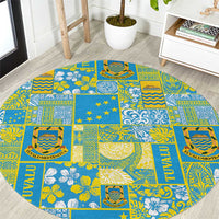 Tuvalu Manuia te Kilisimasi Round Carpet Pacific Patchwork Xmas Vibes - Polynesian Pride