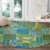 Tuvalu Manuia te Kilisimasi Round Carpet Pacific Patchwork Xmas Vibes - Polynesian Pride