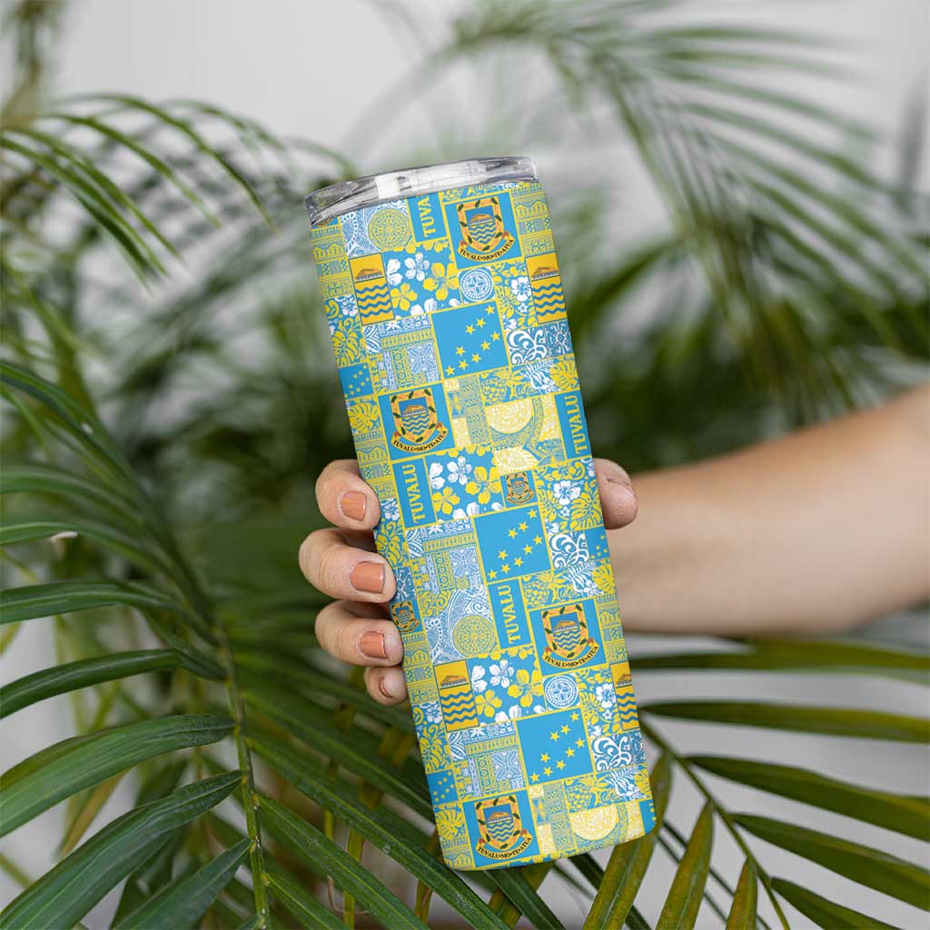 Tuvalu Manuia te Kilisimasi Skinny Tumbler Pacific Patchwork Xmas Vibes - Polynesian Pride
