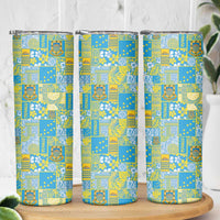 Tuvalu Manuia te Kilisimasi Skinny Tumbler Pacific Patchwork Xmas Vibes - Polynesian Pride