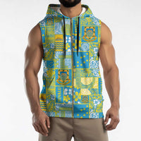 Tuvalu Manuia te Kilisimasi Sleeveless Zip Hoodie Pacific Patchwork Xmas Vibes - Polynesian Pride