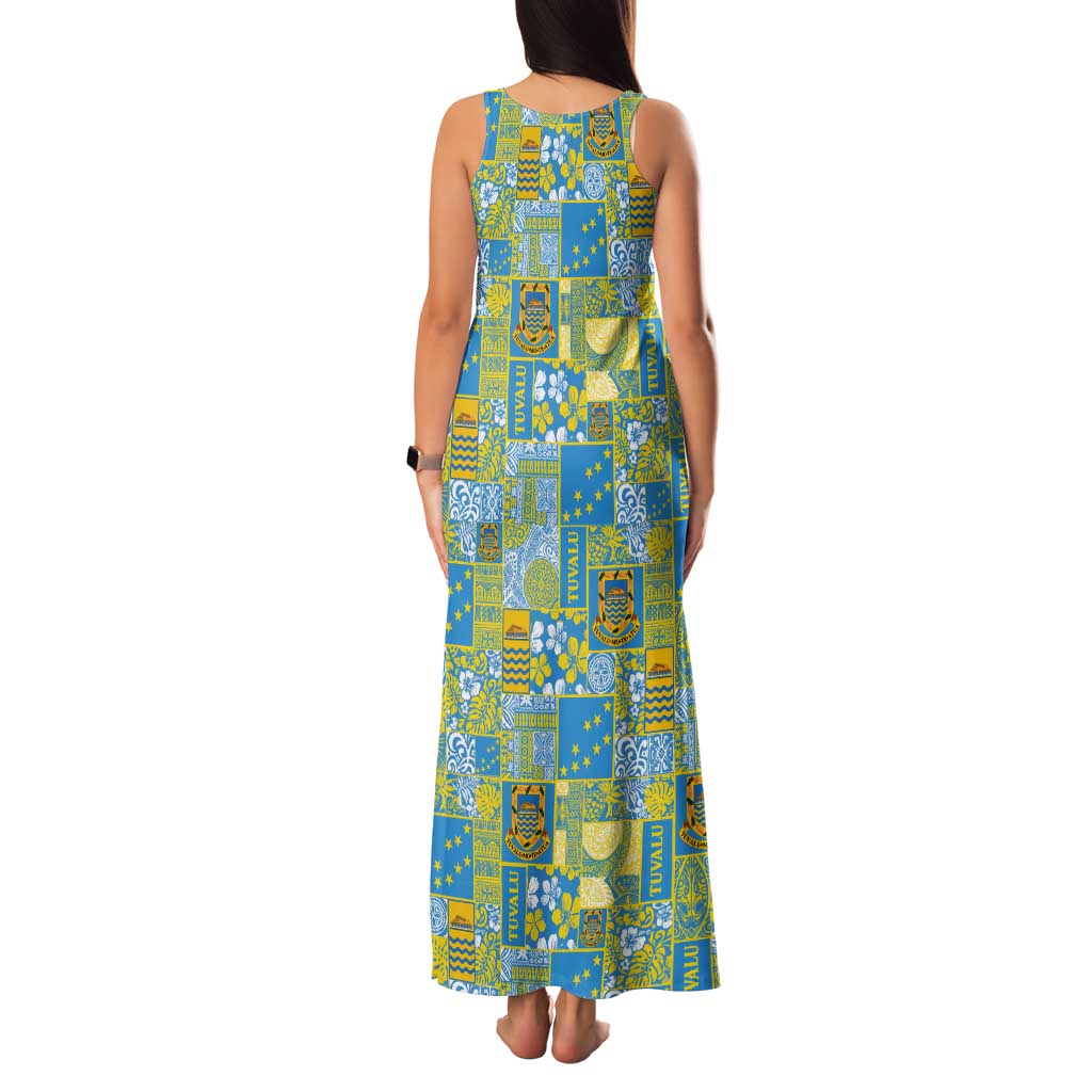 Tuvalu Manuia te Kilisimasi Tank Maxi Dress Pacific Patchwork Xmas Vibes LT9 - Polynesian Pride