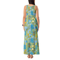 Tuvalu Manuia te Kilisimasi Tank Maxi Dress Pacific Patchwork Xmas Vibes LT9 - Polynesian Pride