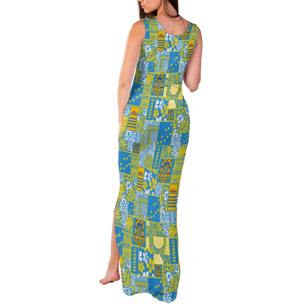 Tuvalu Manuia te Kilisimasi Tank Maxi Dress Pacific Patchwork Xmas Vibes LT9 - Polynesian Pride