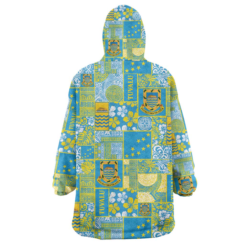 Tuvalu Manuia te Kilisimasi Wearable Blanket Hoodie Pacific Patchwork Xmas Vibes - Polynesian Pride