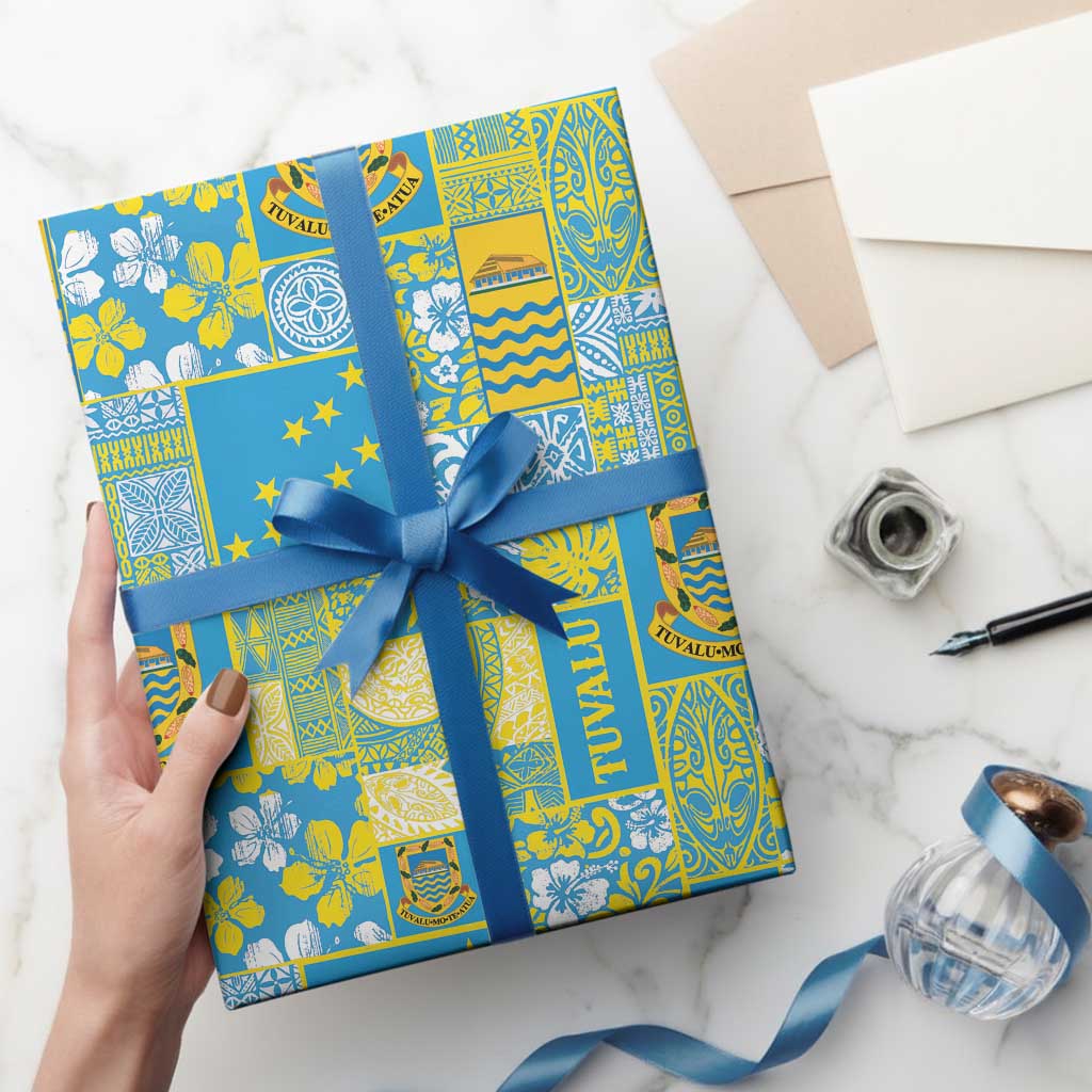 Tuvalu Manuia te Kilisimasi Wrapping Paper Pacific Patchwork Xmas Vibes - Polynesian Pride