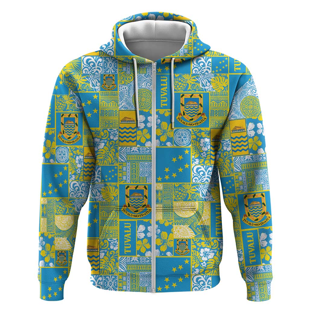 Tuvalu Manuia te Kilisimasi Zip Hoodie Pacific Patchwork Xmas Vibes - Polynesian Pride