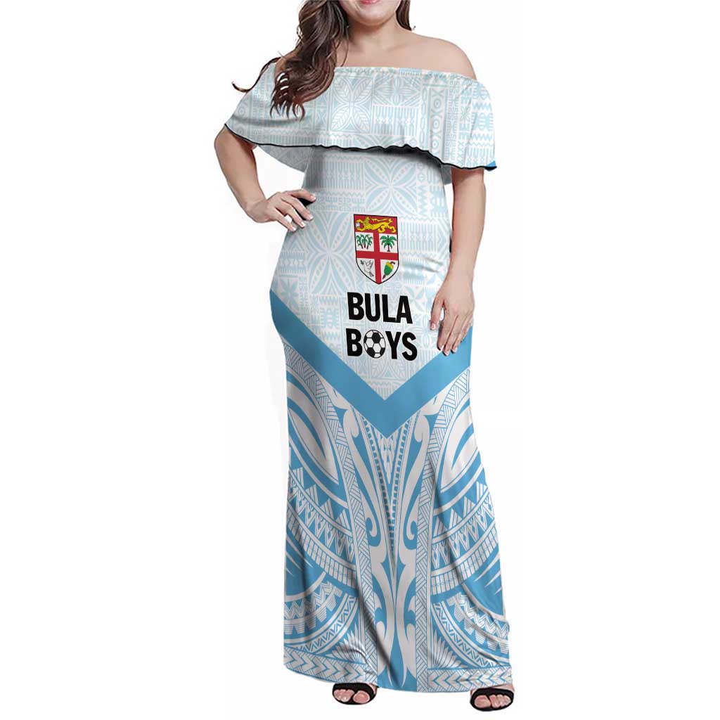 Fiji Football Custom Family Matching Off Shoulder Maxi Dress and Hawaiian Shirt Bula Boys Go Champions