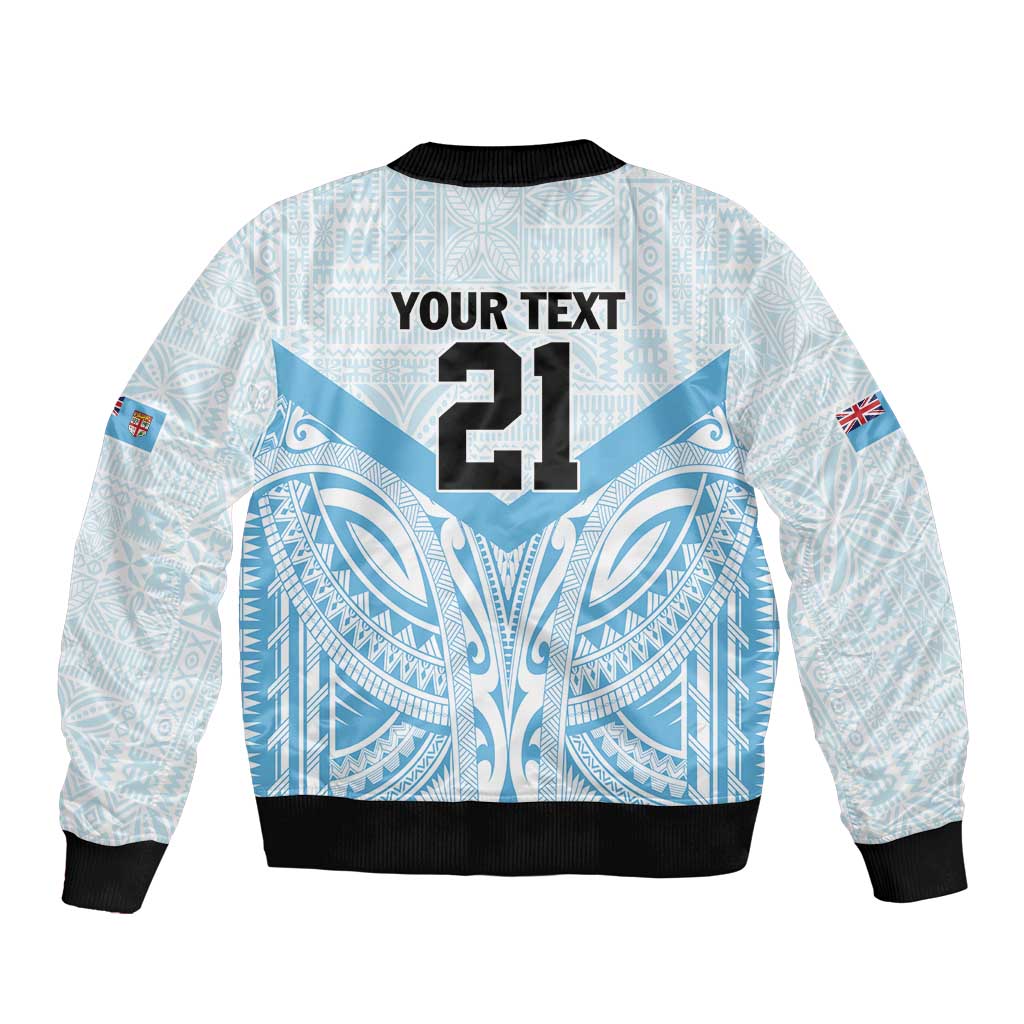 Fiji Football Custom Sleeve Zip Bomber Jacket Bula Boys Go Champions