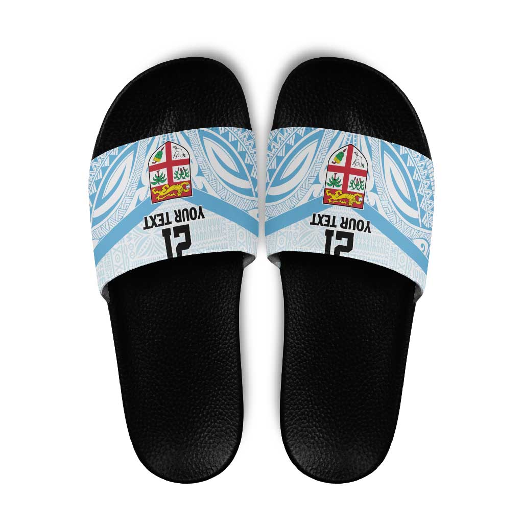 Fiji Football Custom Slide Sandals Bula Boys Go Champions LT9 Blue - Polynesian Pride
