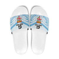 Fiji Football Custom Slide Sandals Bula Boys Go Champions LT9 Blue - Polynesian Pride