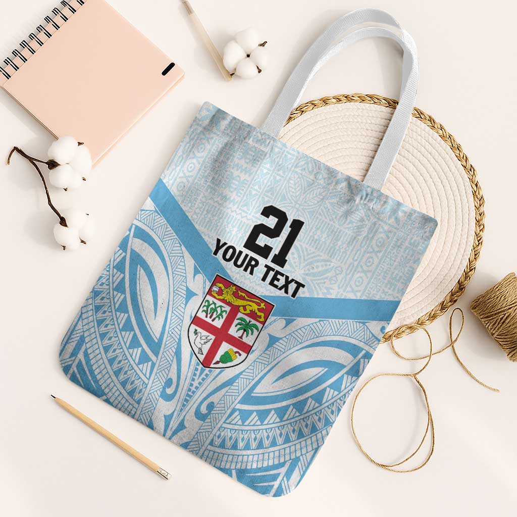 Fiji Football Custom Tote Bag Bula Boys Go Champions LT9 White Strap One Size Blue - Polynesian Pride