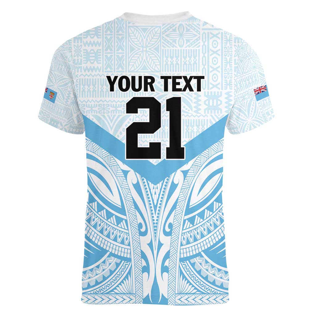 Fiji Football Custom Women V-Neck T-Shirt Bula Boys Go Champions LT9 - Polynesian Pride