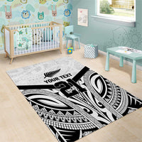 New Zealand Football Custom Area Rug All White Fern Go Champions