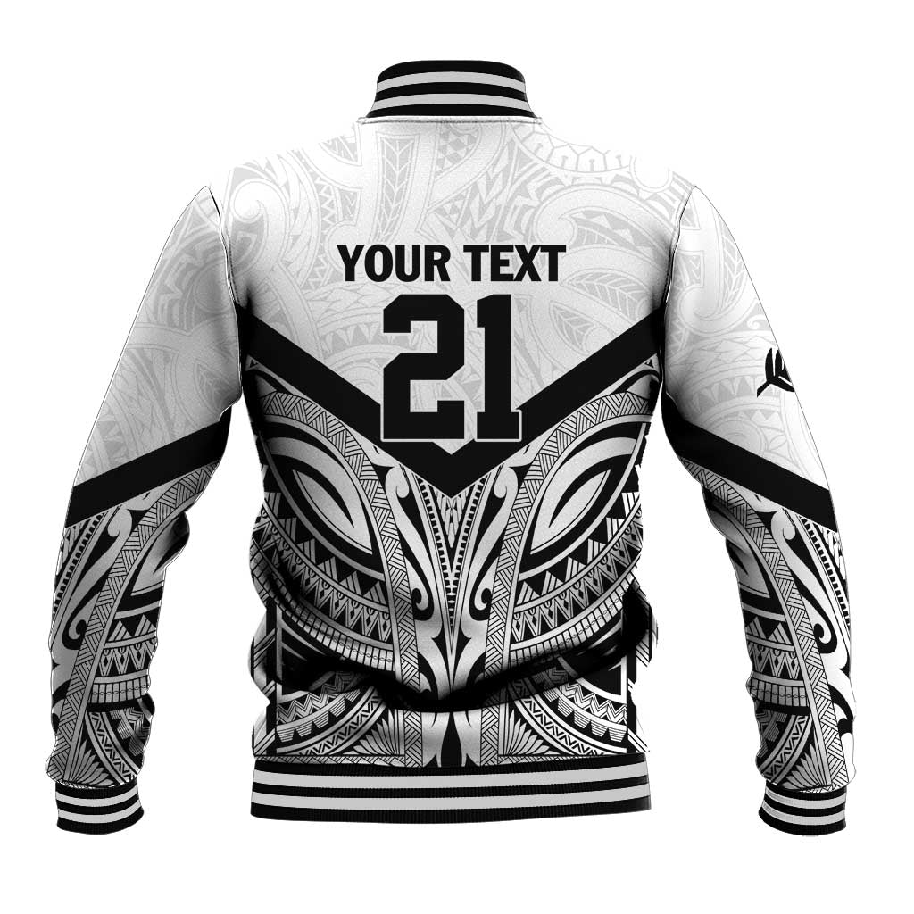 New Zealand Football Custom Baseball Jacket All White Fern Go Champions