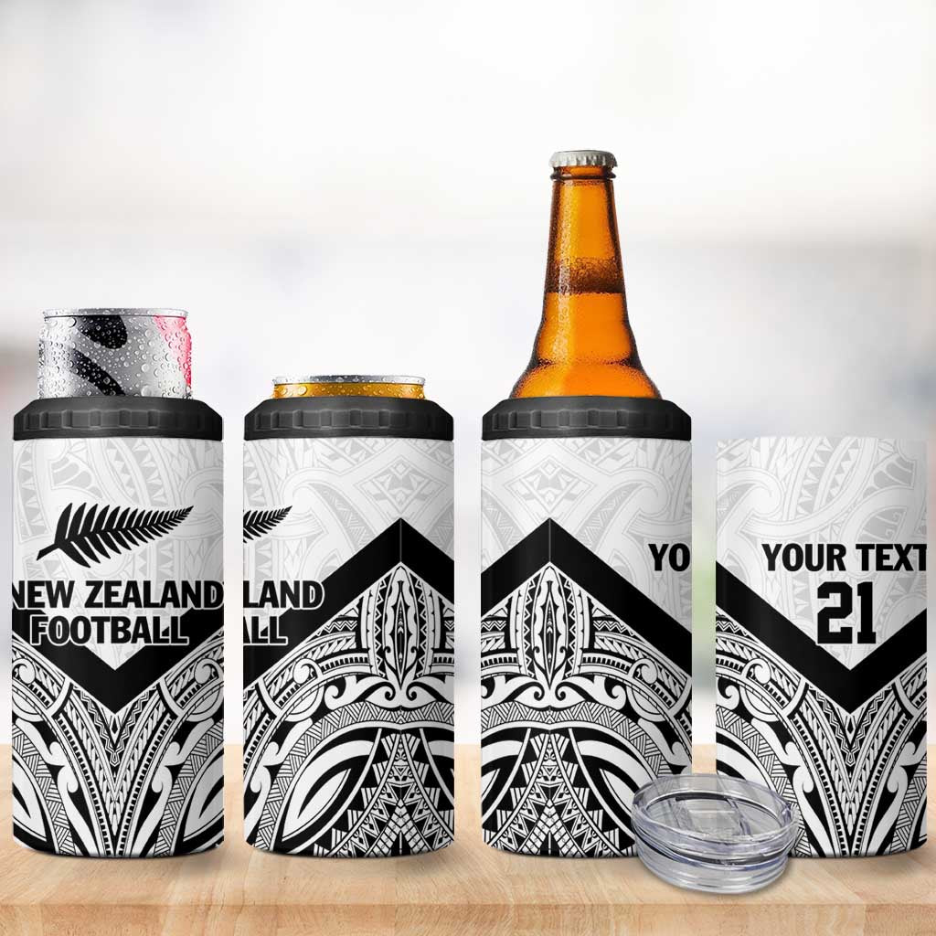 New Zealand Football Custom 4 in 1 Can Cooler Tumbler All White Fern Go Champions LT9 - Polynesian Pride