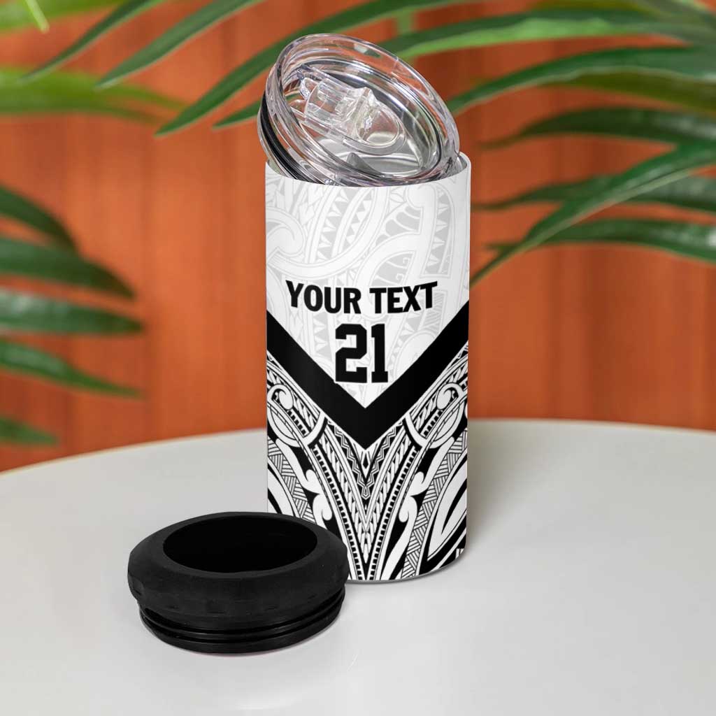 New Zealand Football Custom 4 in 1 Can Cooler Tumbler All White Fern Go Champions LT9 - Polynesian Pride