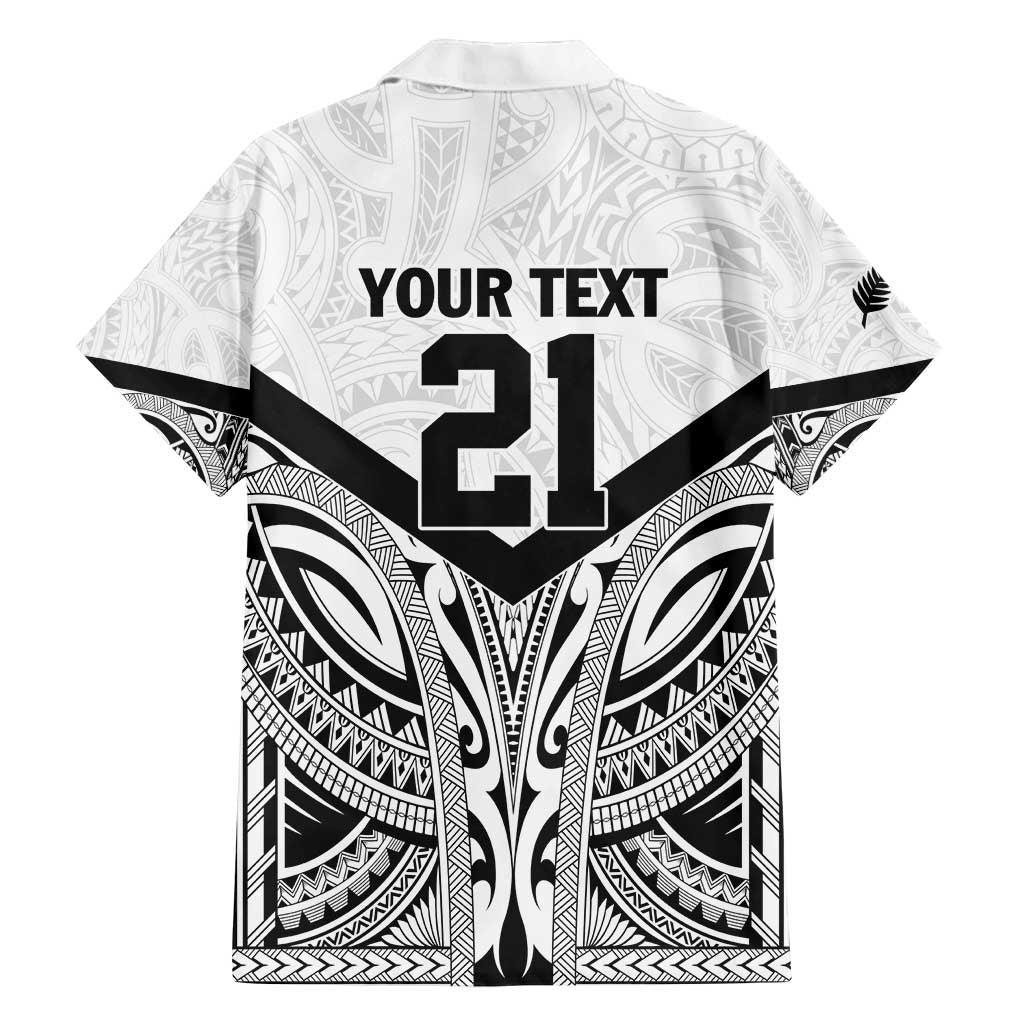 New Zealand Football Custom Family Matching Long Sleeve Bodycon Dress and Hawaiian Shirt All White Fern Go Champions