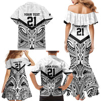 New Zealand Football Custom Family Matching Mermaid Dress and Hawaiian Shirt All White Fern Go Champions