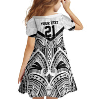 New Zealand Football Custom Family Matching Off The Shoulder Long Sleeve Dress and Hawaiian Shirt All White Fern Go Champions