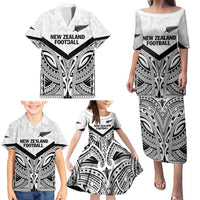 New Zealand Football Custom Family Matching Puletasi and Hawaiian Shirt All White Fern Go Champions