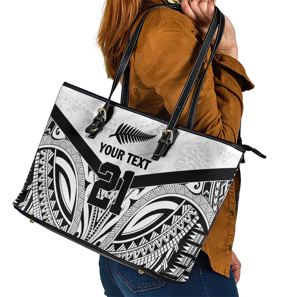 New Zealand Football Custom Leather Tote Bag All White Fern Go Champions