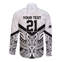 New Zealand Football Custom Long Sleeve Button Shirt All White Fern Go Champions