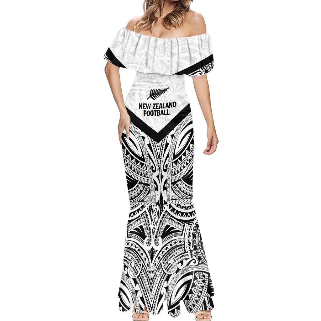 New Zealand Football Custom Mermaid Dress All White Fern Go Champions LT9 - Polynesian Pride
