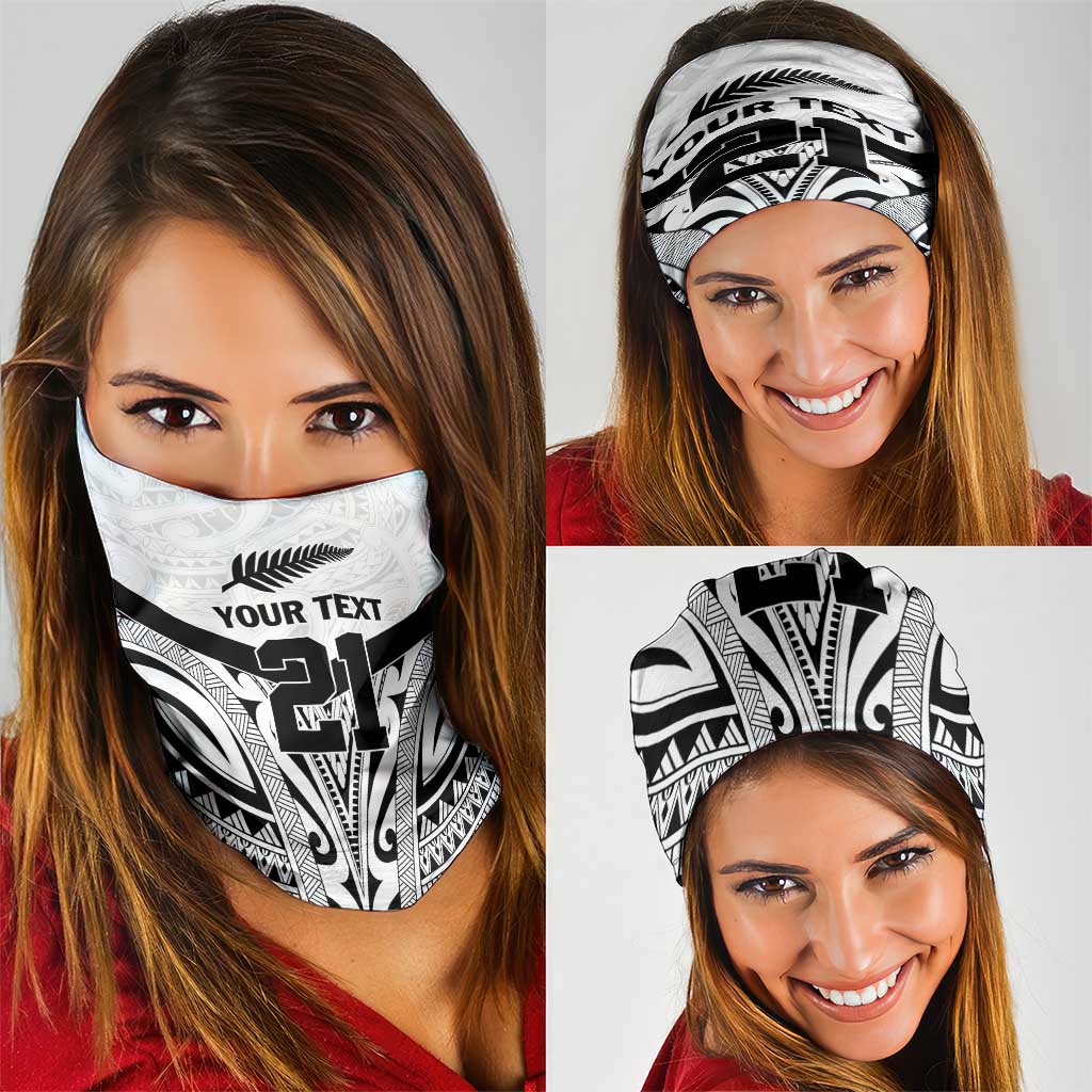 New Zealand Football Custom Neck Gaiter All White Fern Go Champions - Polynesian Pride