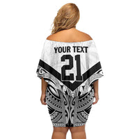 New Zealand Football Custom Off Shoulder Short Dress All White Fern Go Champions