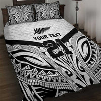 New Zealand Football Custom Quilt Bed Set All White Fern Go Champions
