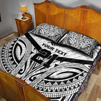 New Zealand Football Custom Quilt Bed Set All White Fern Go Champions