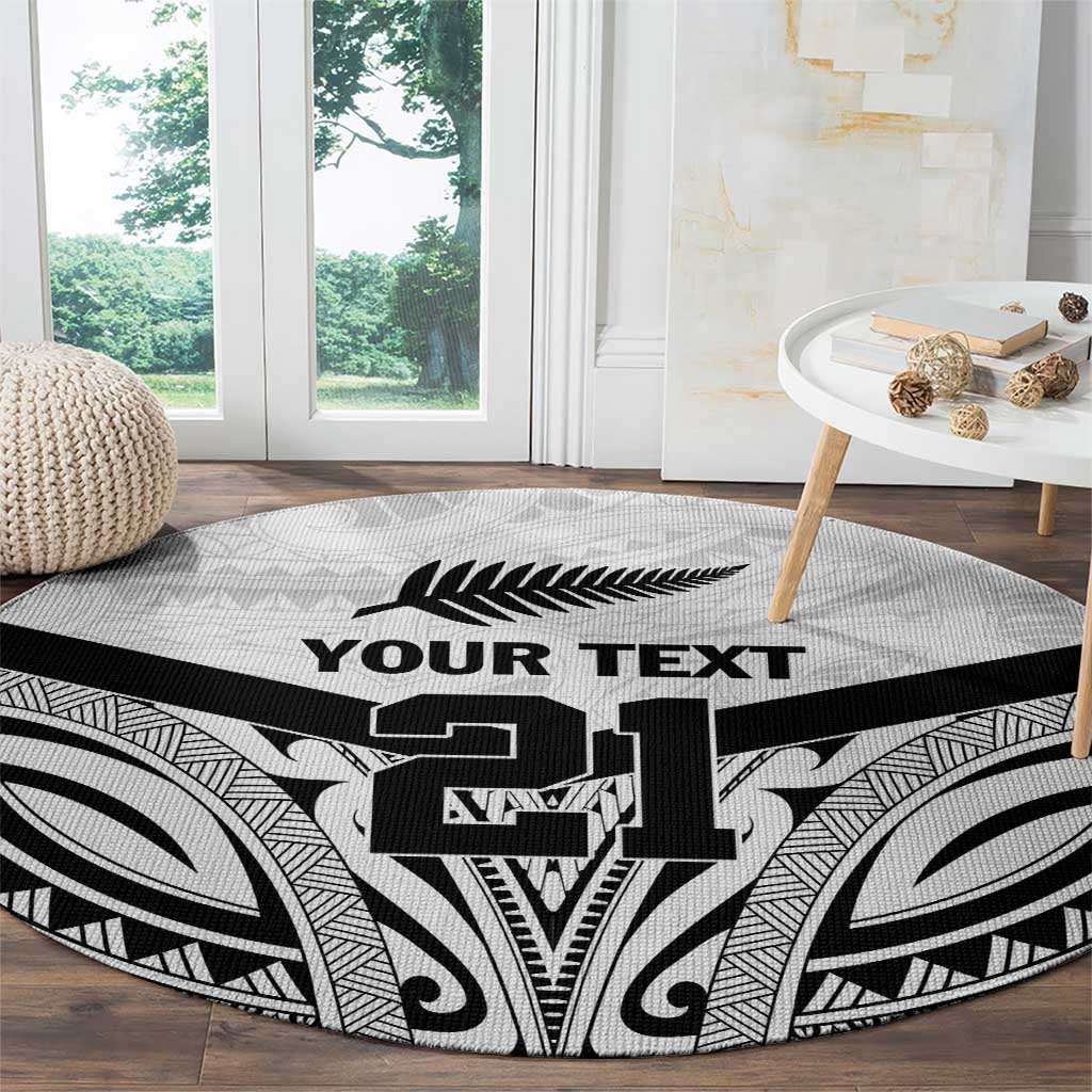 New Zealand Football Custom Round Carpet All White Fern Go Champions