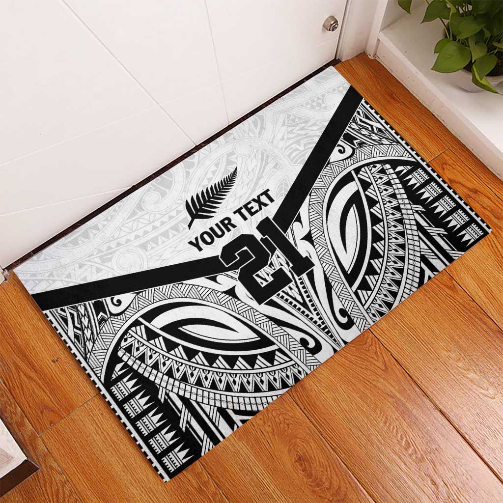 New Zealand Football Custom Rubber Doormat All White Fern Go Champions