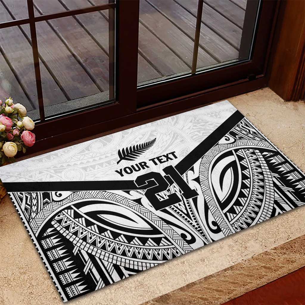 New Zealand Football Custom Rubber Doormat All White Fern Go Champions