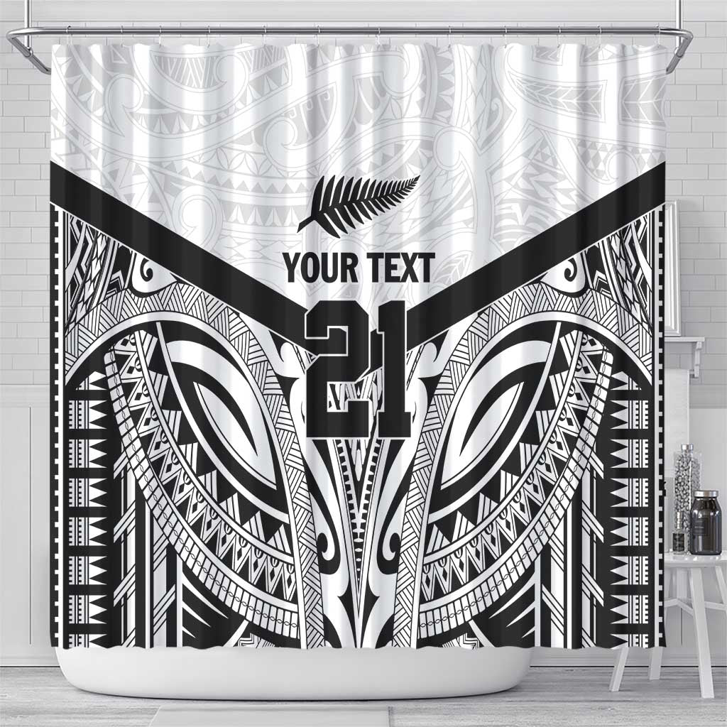 New Zealand Football Custom Shower Curtain All White Fern Go Champions