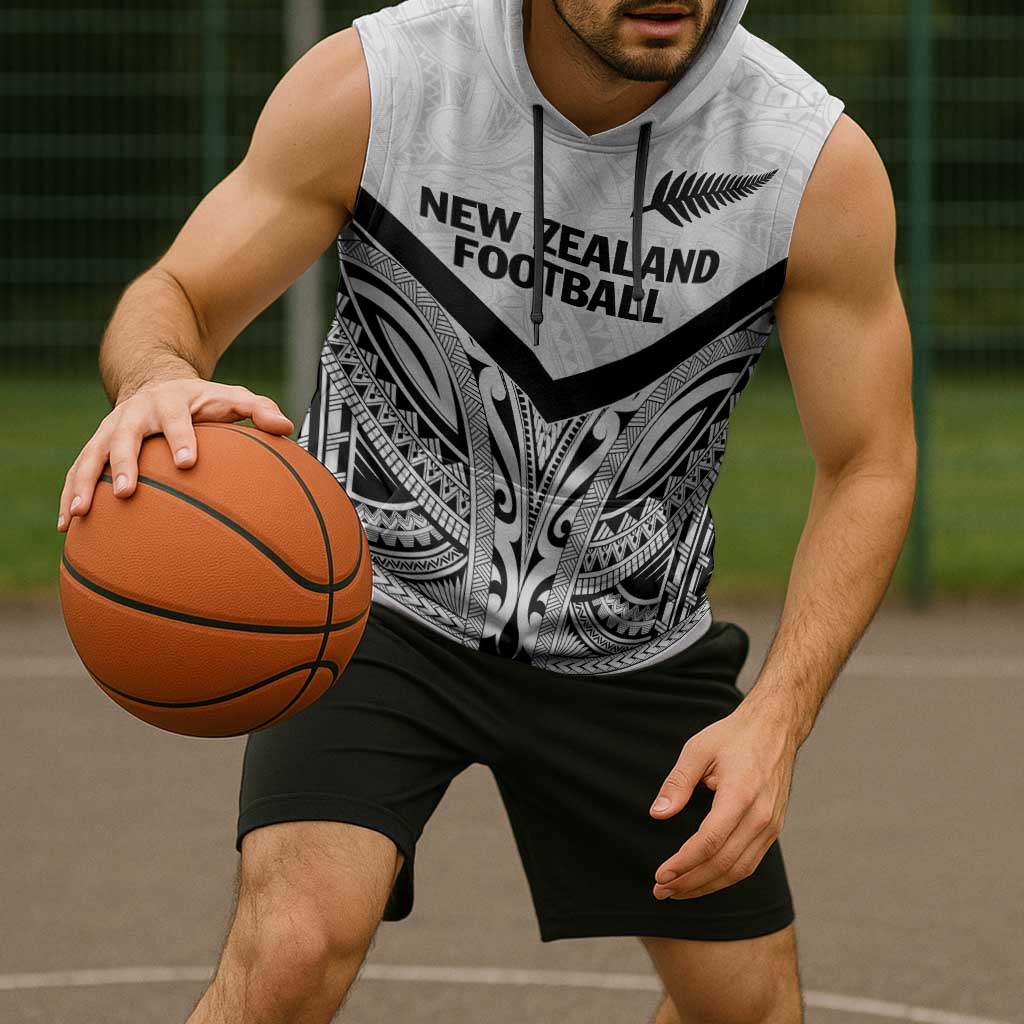 New Zealand Football Custom Sleeveless Hoodie All White Fern Go Champions - Polynesian Pride