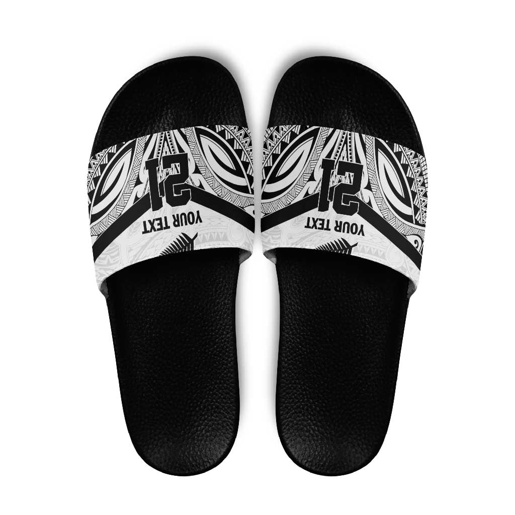 New Zealand Football Custom Slide Sandals All White Fern Go Champions - Polynesian Pride