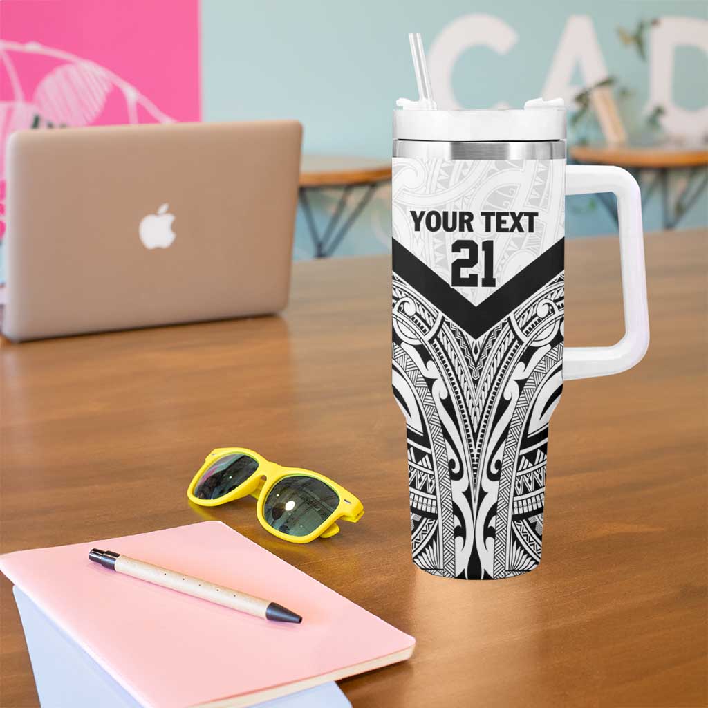 New Zealand Football Custom Tumbler With Handle All White Fern Go Champions